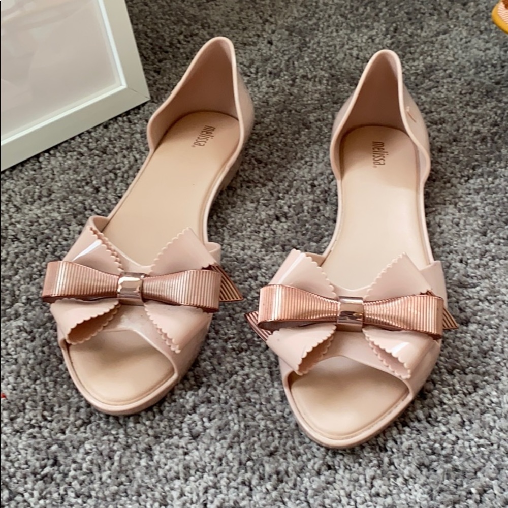 Melissa - Pink Metallic Bow flats